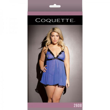 Babydoll &amp; G-string Blue/black Xl