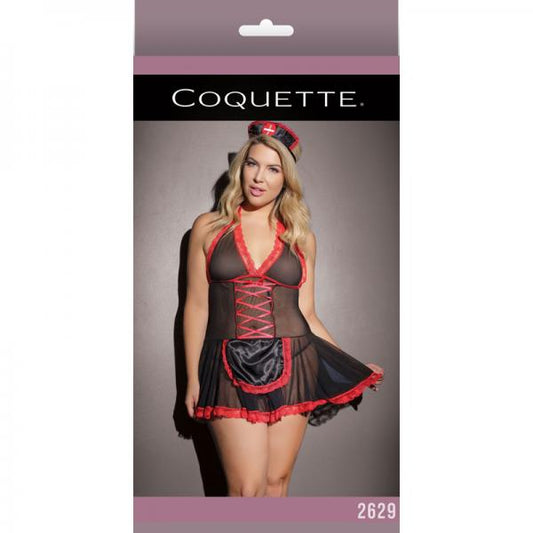 Nurse Babydoll Black & Red Xl