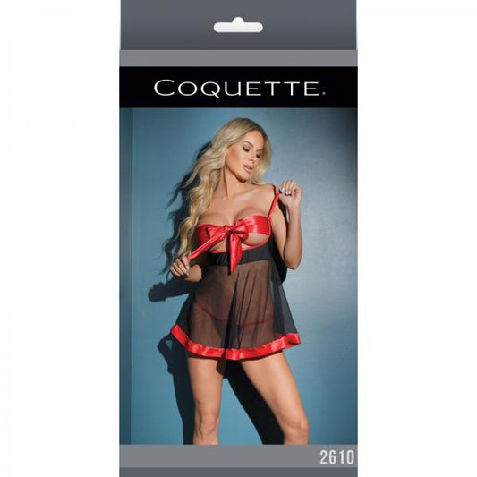 Babydoll & G-string Black/red Os