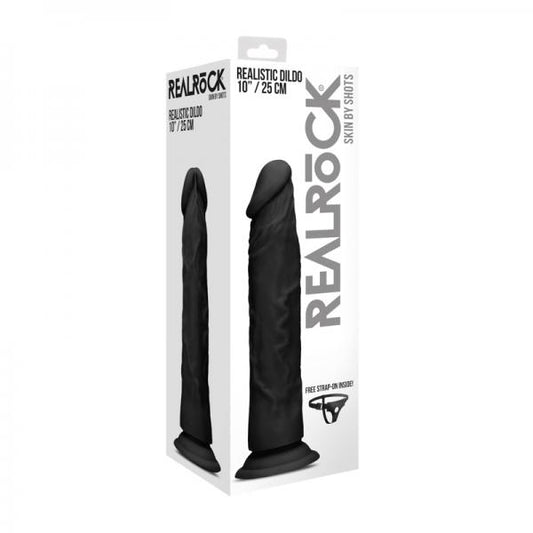 Realrock - 10 / 25 Cm Realistic Dildo - Black