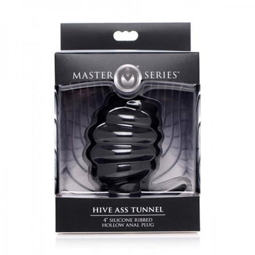 Hive Ass Tunnel 4&quot; Silicone Ribbed Hollow Anal Plug - Large