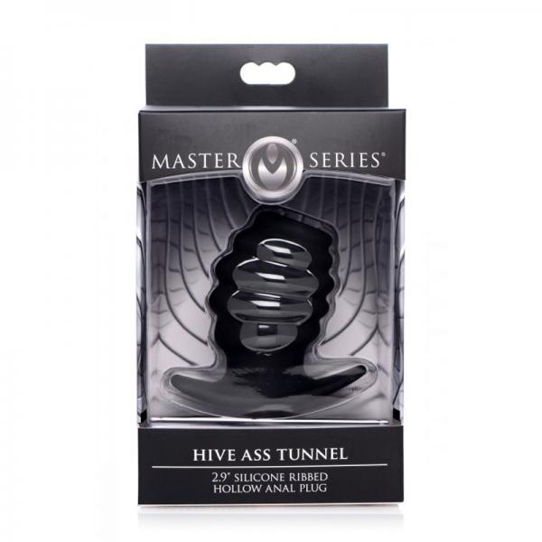 Hive Ass Tunnel 2.9&quot; Silicone Ribbed Hollow Anal Plug - Small