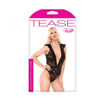 Vera Satin &amp; Lace Plunge Neck Teddy