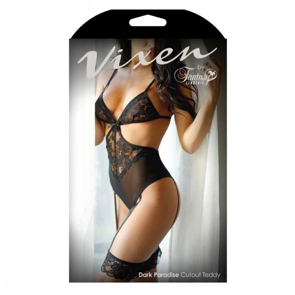 Vixen Dark Paradise Cutout Teddy With Lace Top Garters