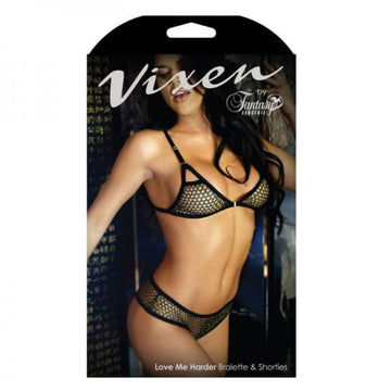 Vixen Love Me Harder Metallic Net Bralette &amp; Shortie