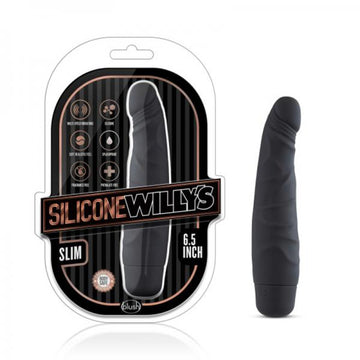 Silicone Willy&#039;s Slim 6.5&quot; Vibrating Dildo Black