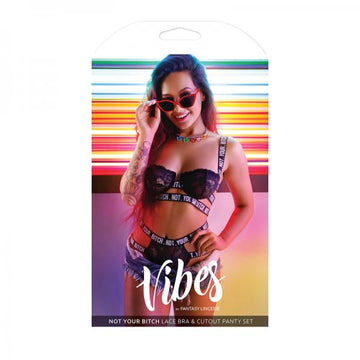 Vibes Not Your Bitch Bra/panty Black L/xl