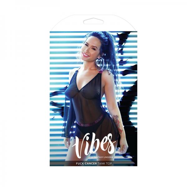 Vibes Fuck Cancer Racerback Tank Top Blk L/xl