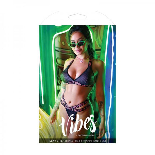 Vibes Sexy Bitch Reptile Print Set Blk M/l