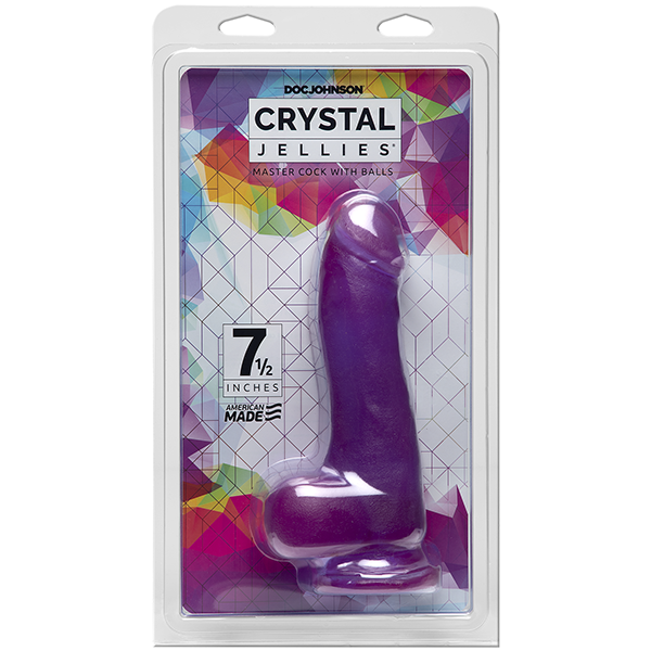 Crystal Jellies Master Cock W/ Balls 7.5 In Purple