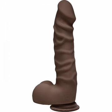 The D Ragin D 7.5 inches Dildo with Balls Chocolate Brown