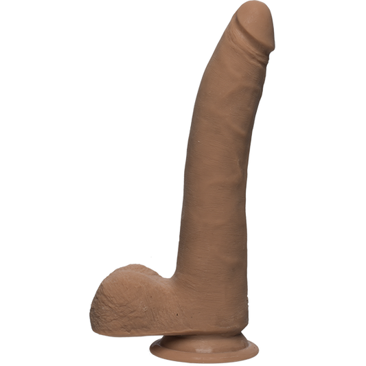 The D Realistic D 9 inches Slim Dildo with Balls Tan