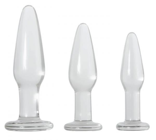 Glass Anal Training Trio 3 Clear Butt Plugs