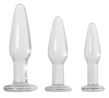 Glass Anal Training Trio 3 Clear Butt Plugs