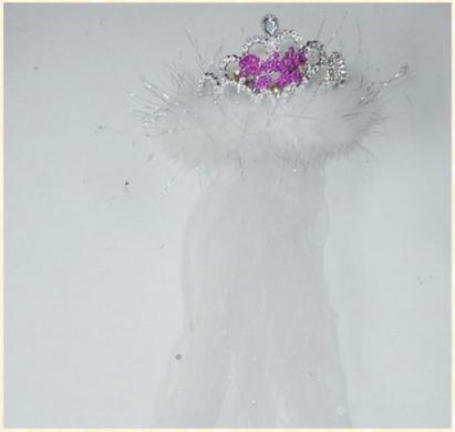 Bride 2B Tiara Flashing White Fur Veil