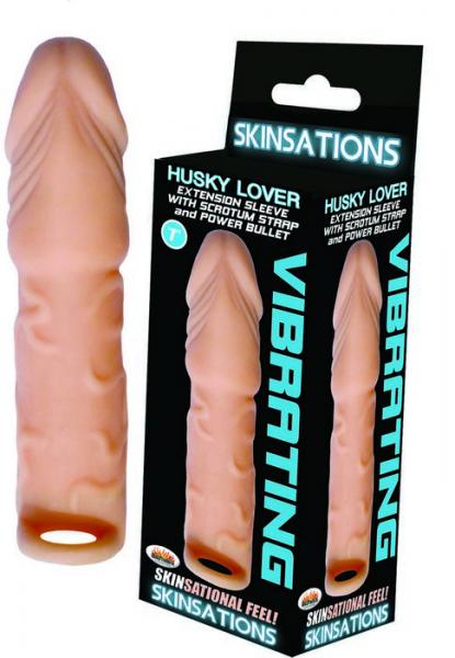 Husky Lover Extension Sleeve, Power Bullet &amp; Scrotum Strap 7in