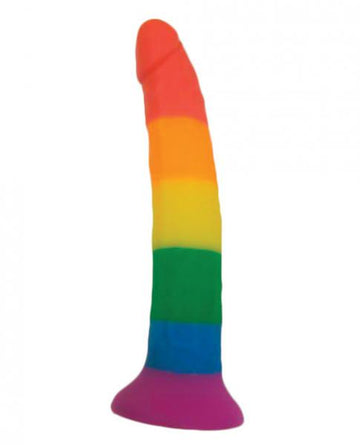 Rainbow Power Drive 7 inches Strap On Dildo With Harness Silicone