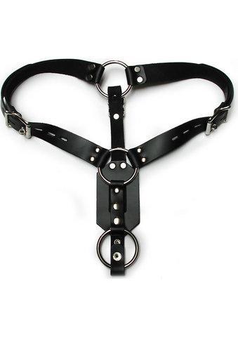 Anal Plug Harness with Cock Ring Black