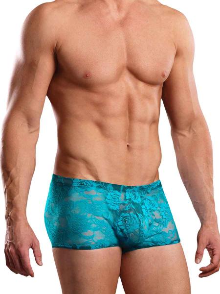 Mini Shorts Neon Lace Turquoise Blue Large