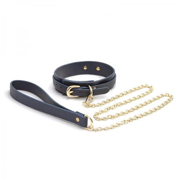 Bondage Couture Collar &amp; Leash Blue