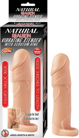 Natural Realskin Vibrating Xtender Scrotum Ring Beige