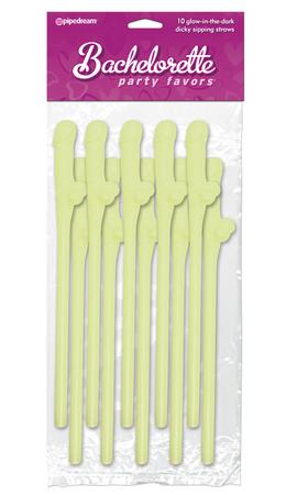 Bachelorette Party Favors Dicky Sipping Straws Glow In The Dark 10pc.