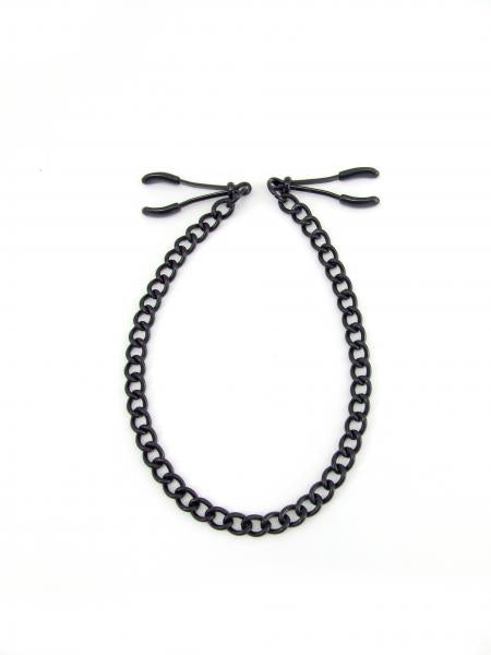 M2M Nipple Clamp Wide Tweezer With Chain Black