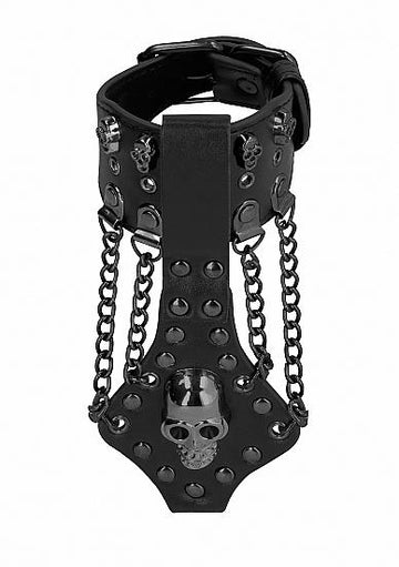 Ouch! Skulls &amp; Bones Bracelet With Skulls and Chains Black