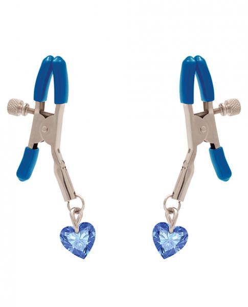 I&#039;ll Never Let Go Nipple Clamps Blue Heart Charms