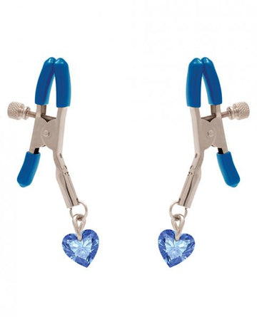 I&#039;ll Never Let Go Nipple Clamps Blue Heart Charms