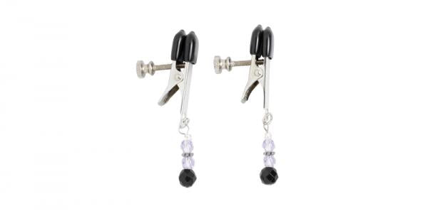 Adjustable Broad Tip Nipple Clamps W/Purple Beads