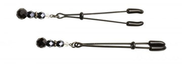 Black Beaded Nipple Clamps With Tweezer Tip Black