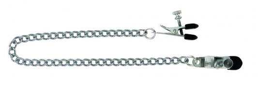 Adjustable Broad Tip Nipple Clamps With Link Chain Silver