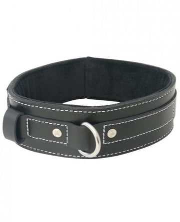 Edge Lined Leather Collar Black O/S