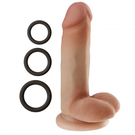 Cloud 9 Dual Density Real Touch Dong 6 inches with Balls Tan