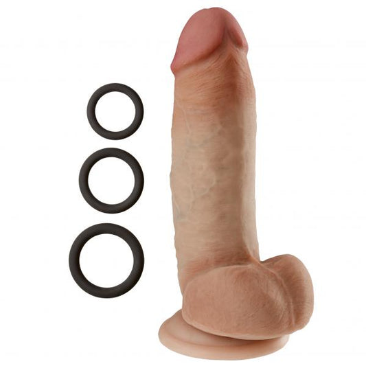 Cloud 9 Dual Density Real Touch 8 inches Dong with Balls Tan